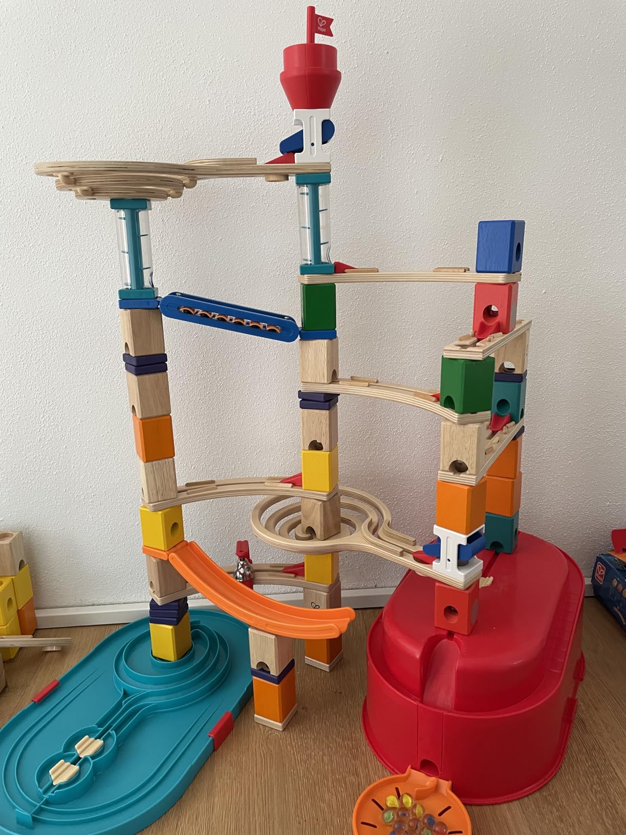 Hape Quadrilla pista biglie contenitori componibili legno