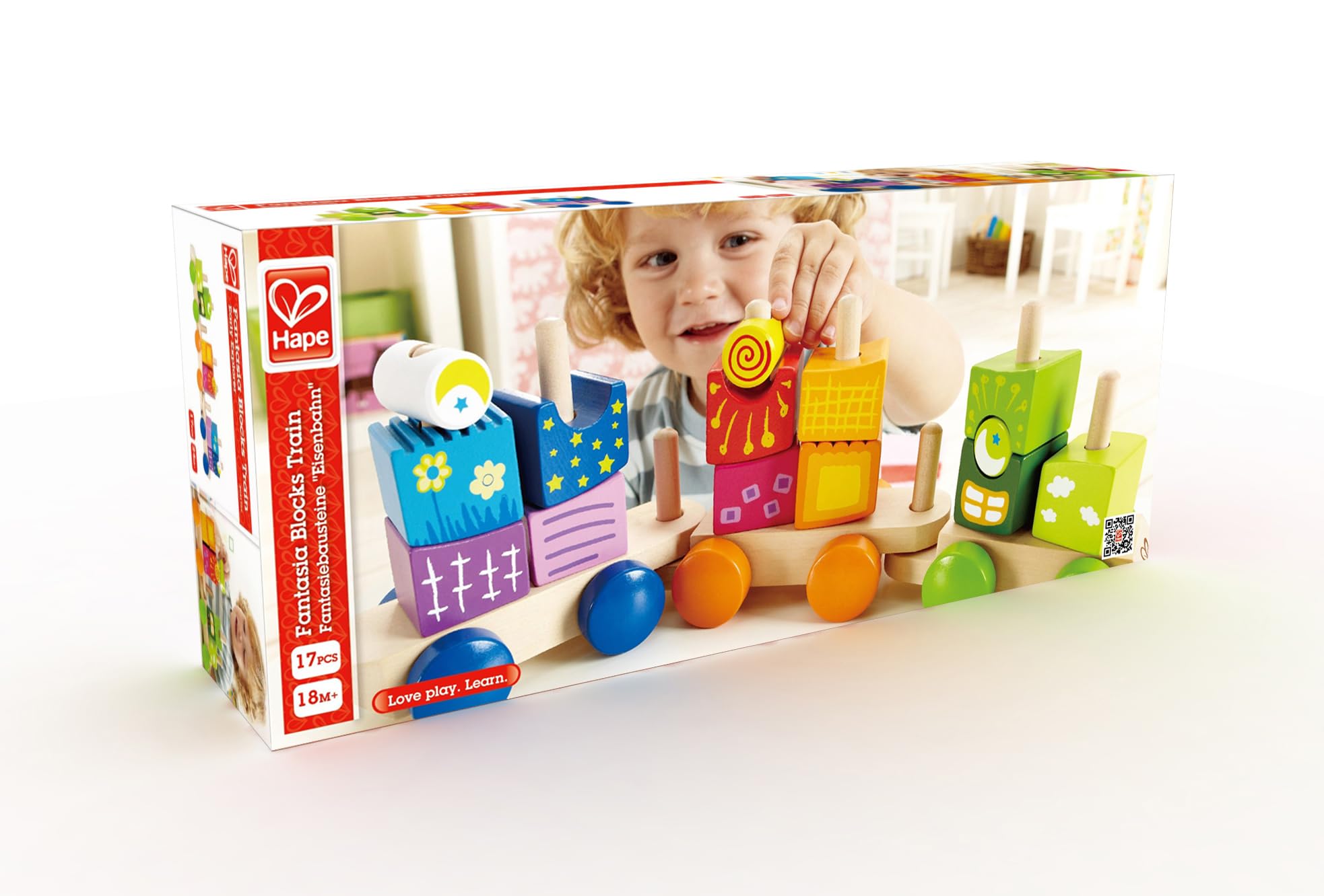 Hape E0417 treno blocchi legno 17 pezzi arcobaleno