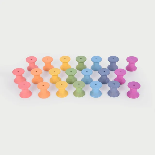 Tickit Rainbow Wooden Spools rocchetti legno 21 pezzi 7 colori