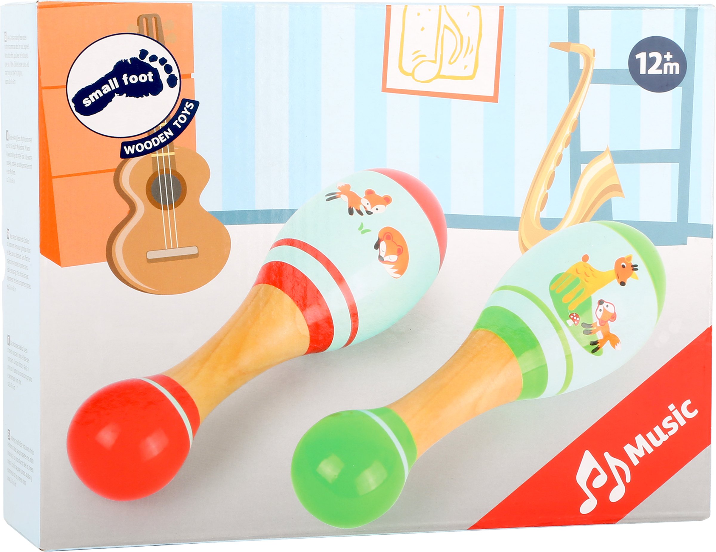 smallfoot 10723 maracas legno volpe per bambini