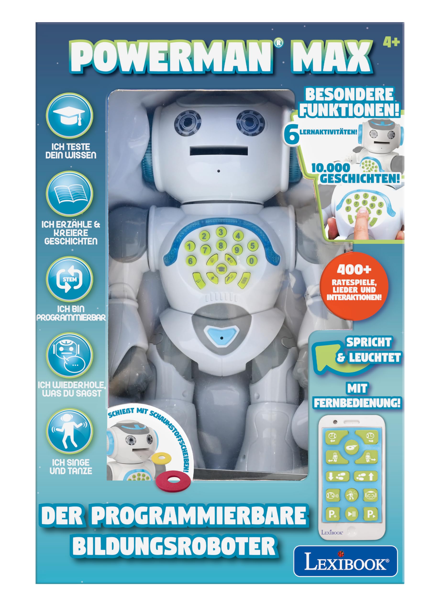 Lexibook Powerman Max ROB80DE robot parlante programmabile