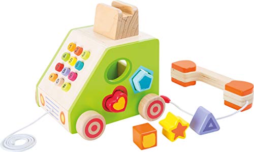 smallfoot 10319 telefono legno con ruote incastri forme