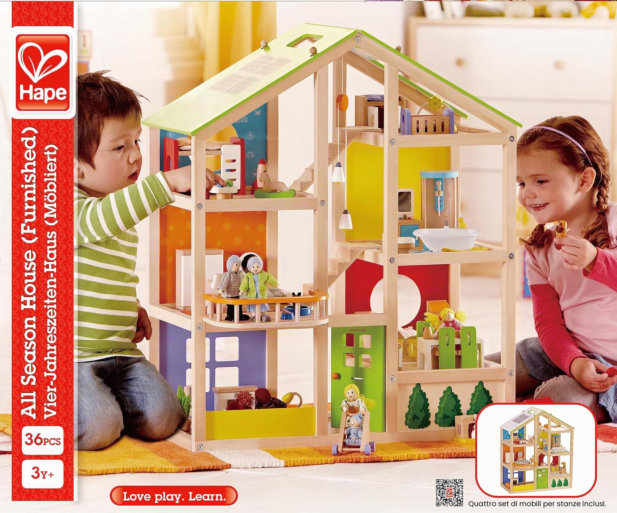 Hape E3401 Casa 4 Stagioni casa bambole legno arredata