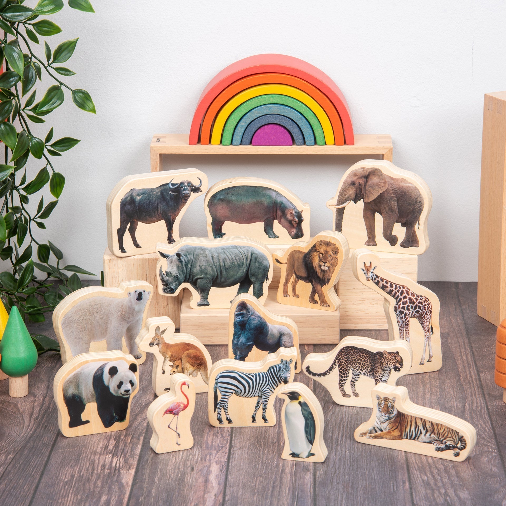 Tickit Wooden Wild Animal Blocks cubi legno animali 15 pezzi