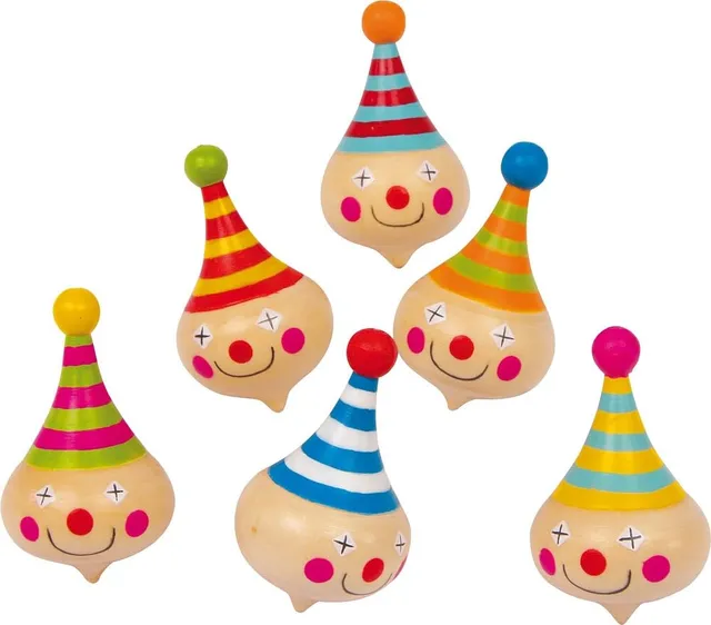 smallfoot Trottole Clown trottola legno set 6 pezzi 3 anni