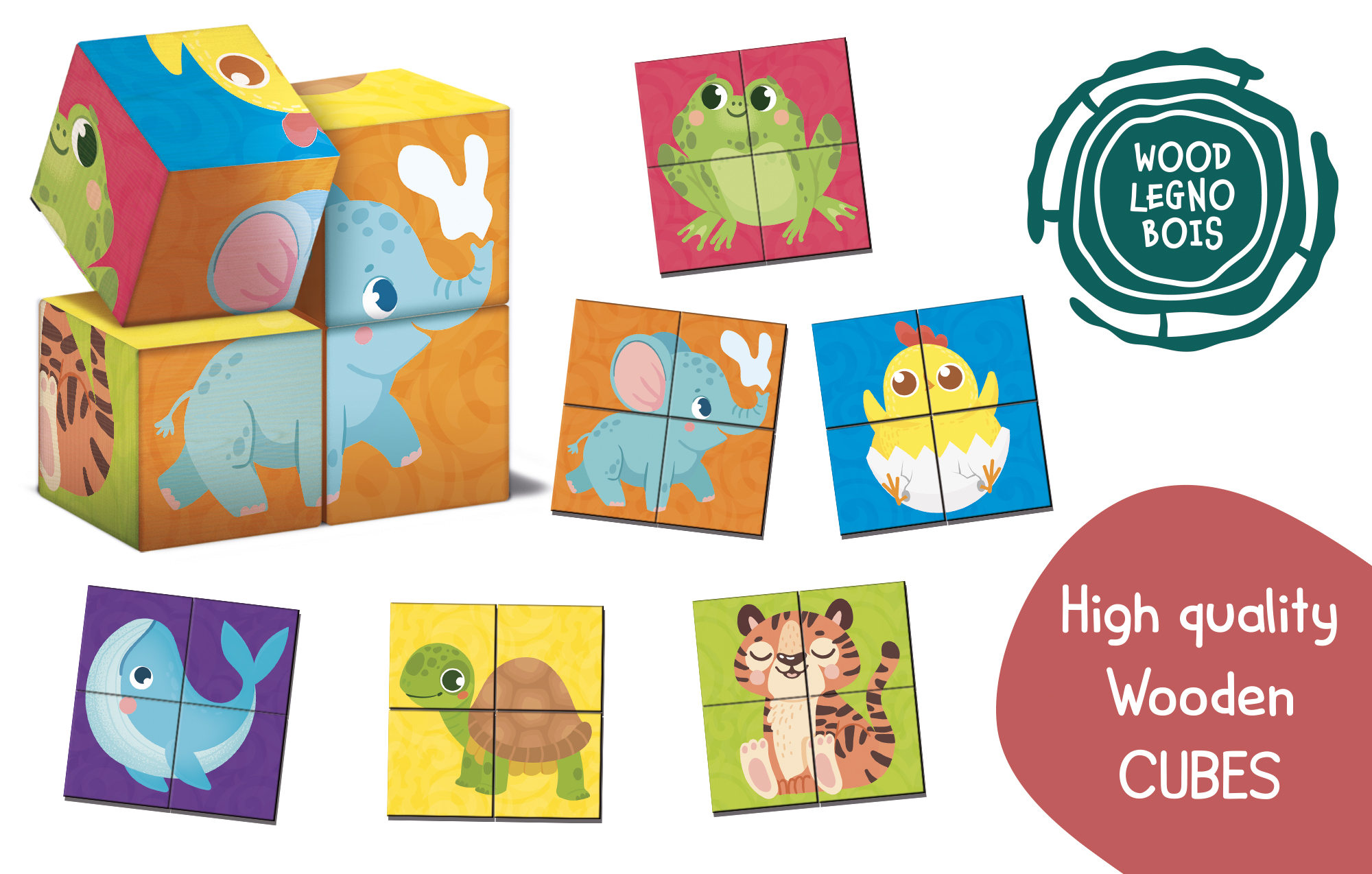 Lisciani Montessori Baby cubi legno 2 in 1 associazioni
