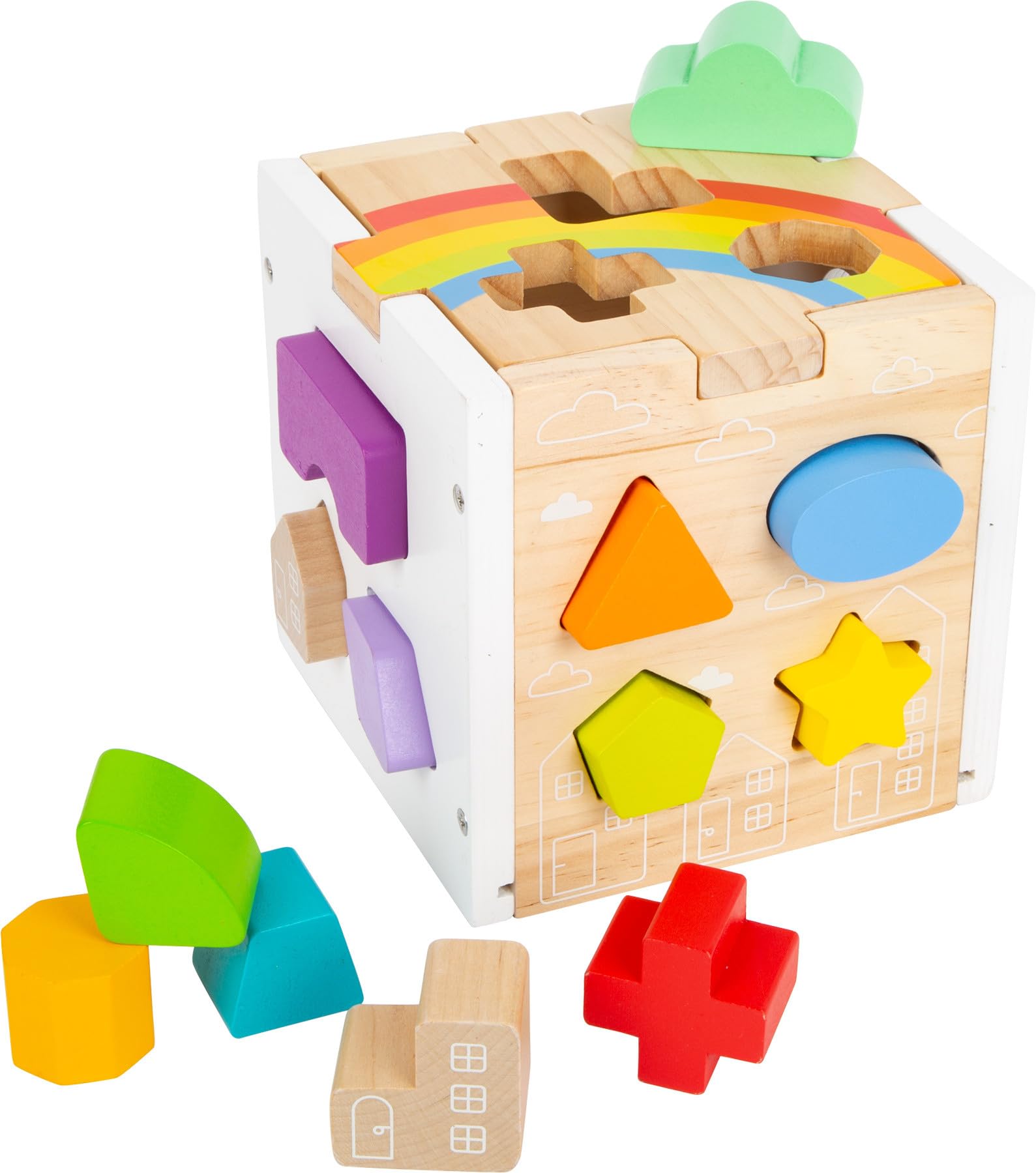 Smallfoot 11777 dado incastro arcobaleno legno 13 pezzi 12 mesi