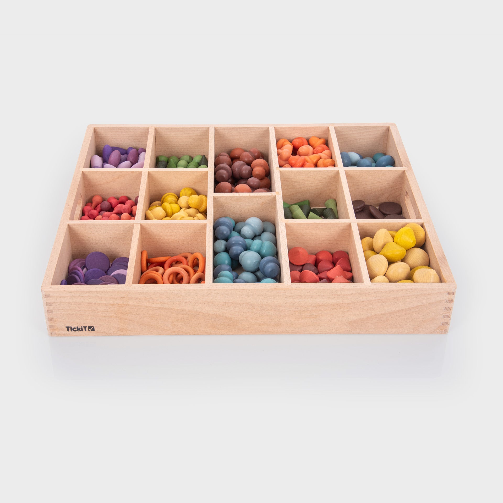 Tickit Wooden Treasures Super Set + Wooden Sorting Tray 14-Way loose parts 421 pezzi