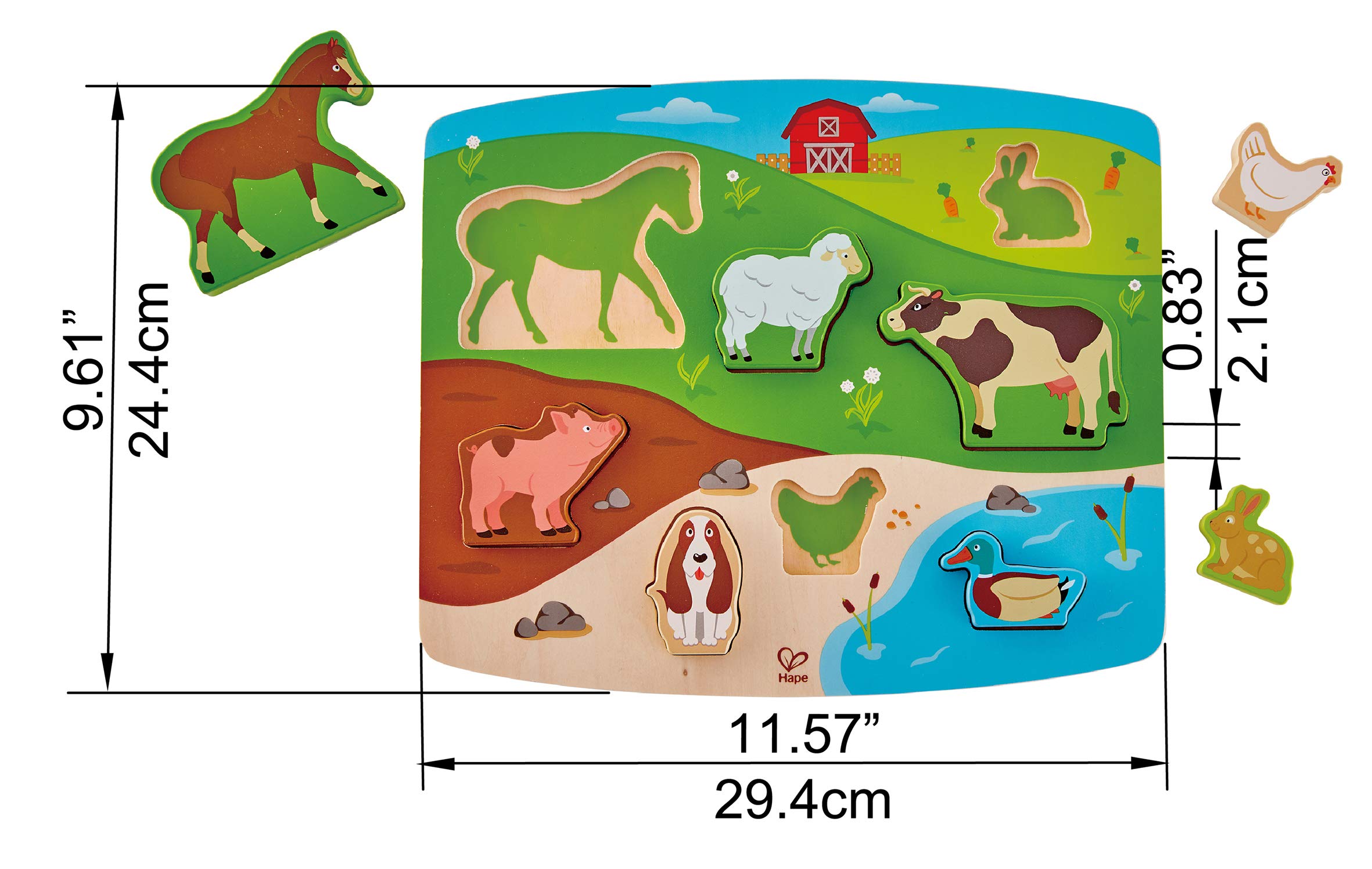 Hape E1454 Puzzle in Legno Animali Fattoria a Incastro