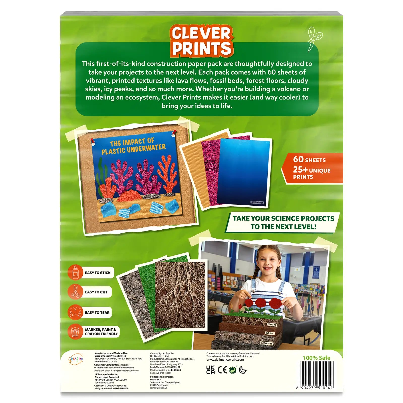 Skillmatics Clever Prints All Things Science carta costruzione 60 fogli
