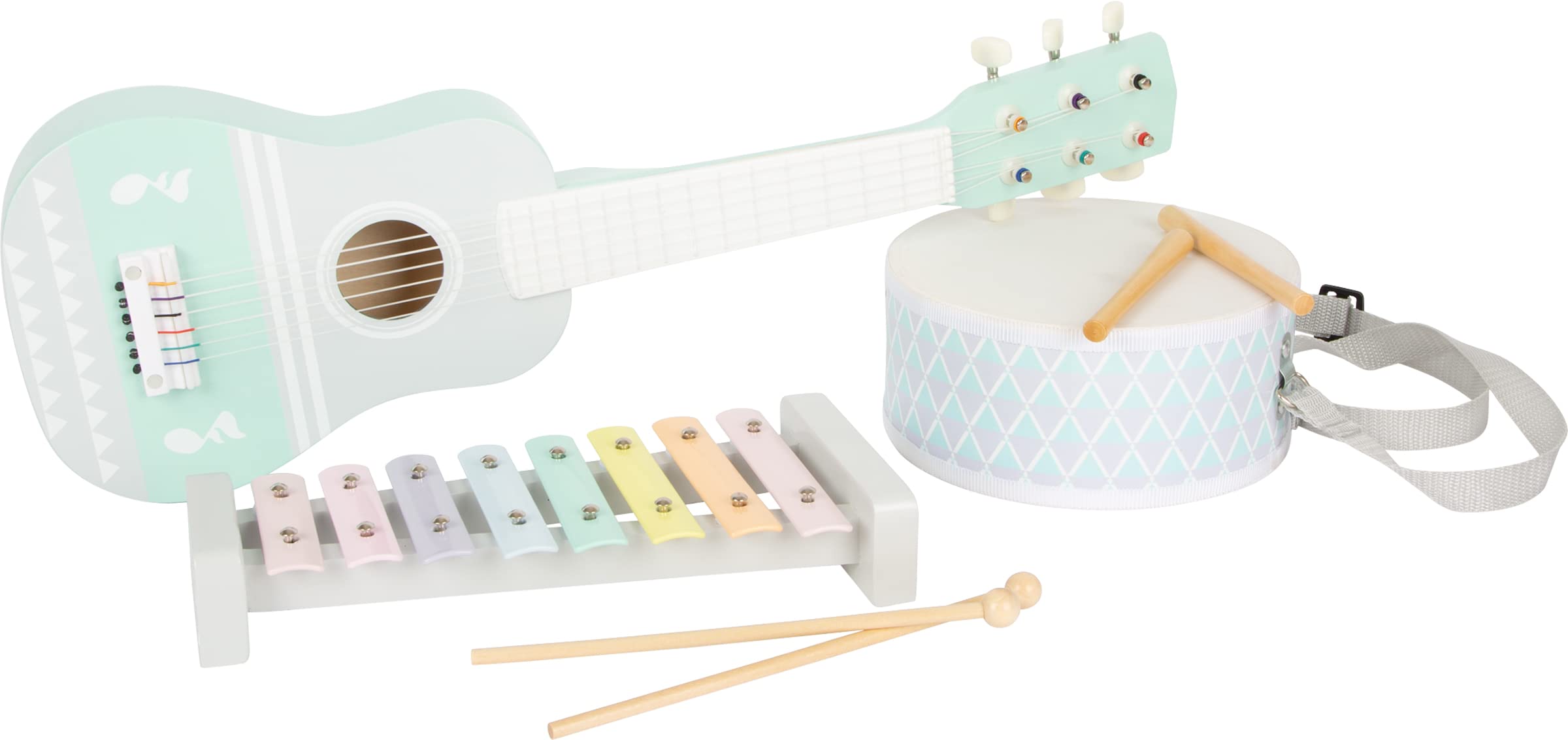 smallfoot Pastello set strumenti musicali 3 pezzi legno