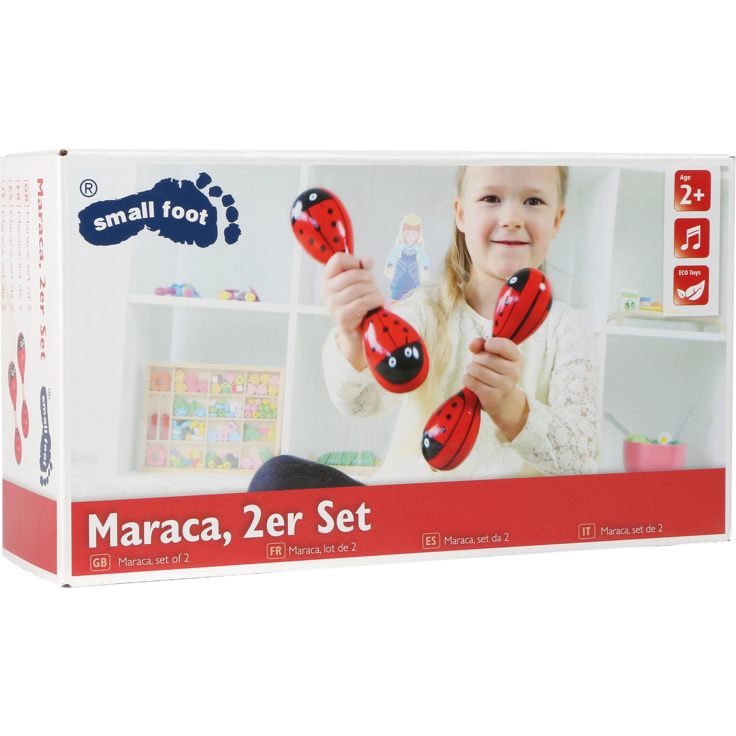 smallfoot maracas coccinella 23 cm set 2 pezzi legno