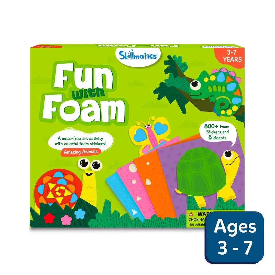 Skillmatics Fun with Foam Amazing Animals sticker art 3-7 anni