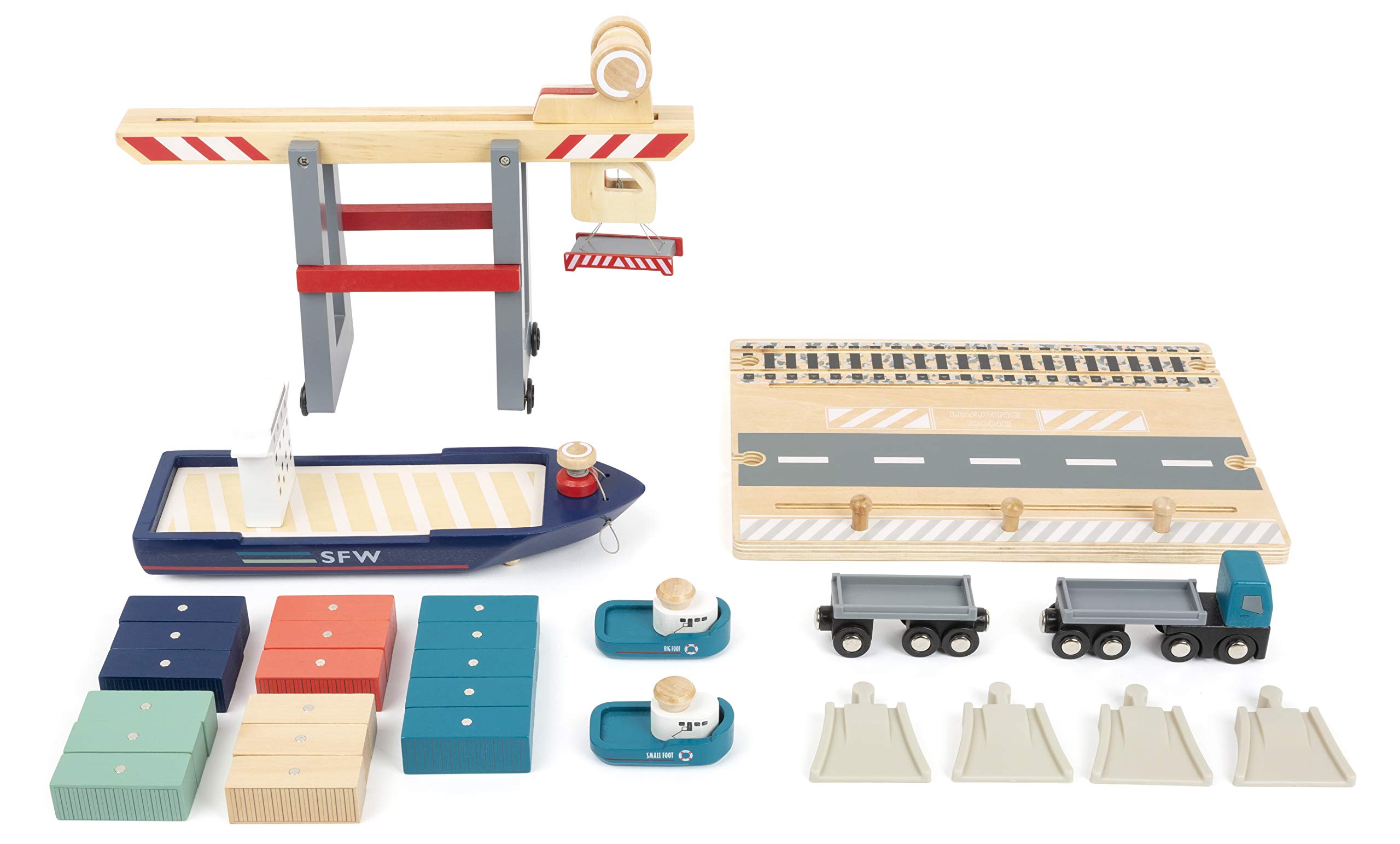 small foot 11378 Terminale Container gioco legno nave e camion