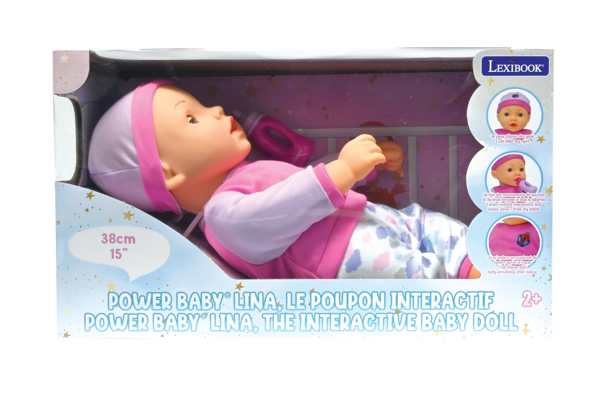 Lexibook Power Baby Lina BABY02 bambola interattiva 38 cm rosa