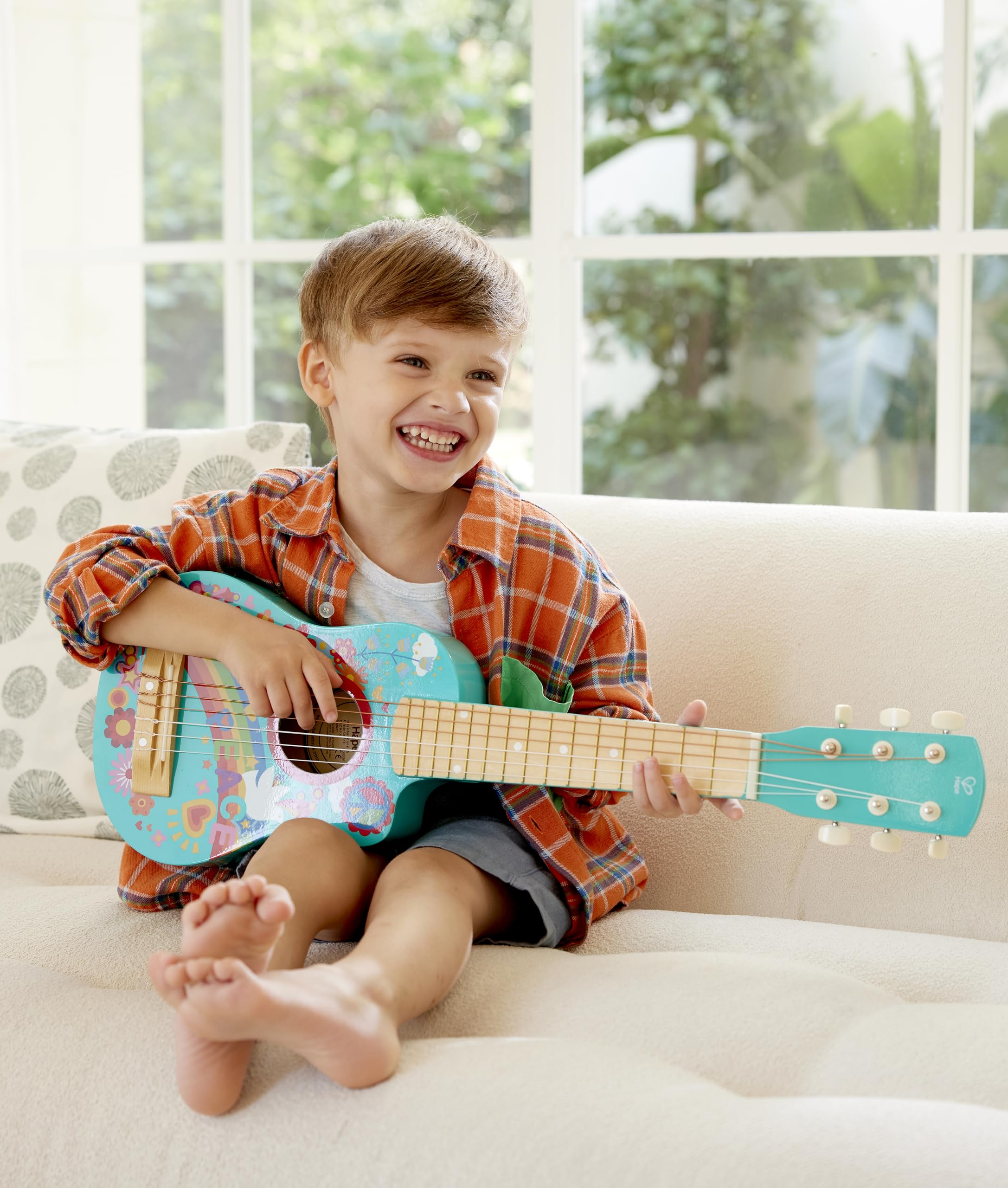 Hape Figli dei Fiori chitarra bambini legno blu E0600