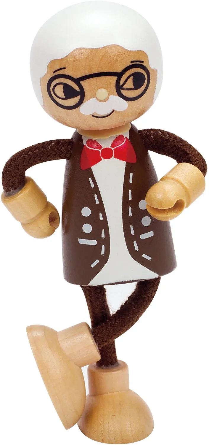 Hape Famiglia Moderna Nonno bambola legno arti flessibili