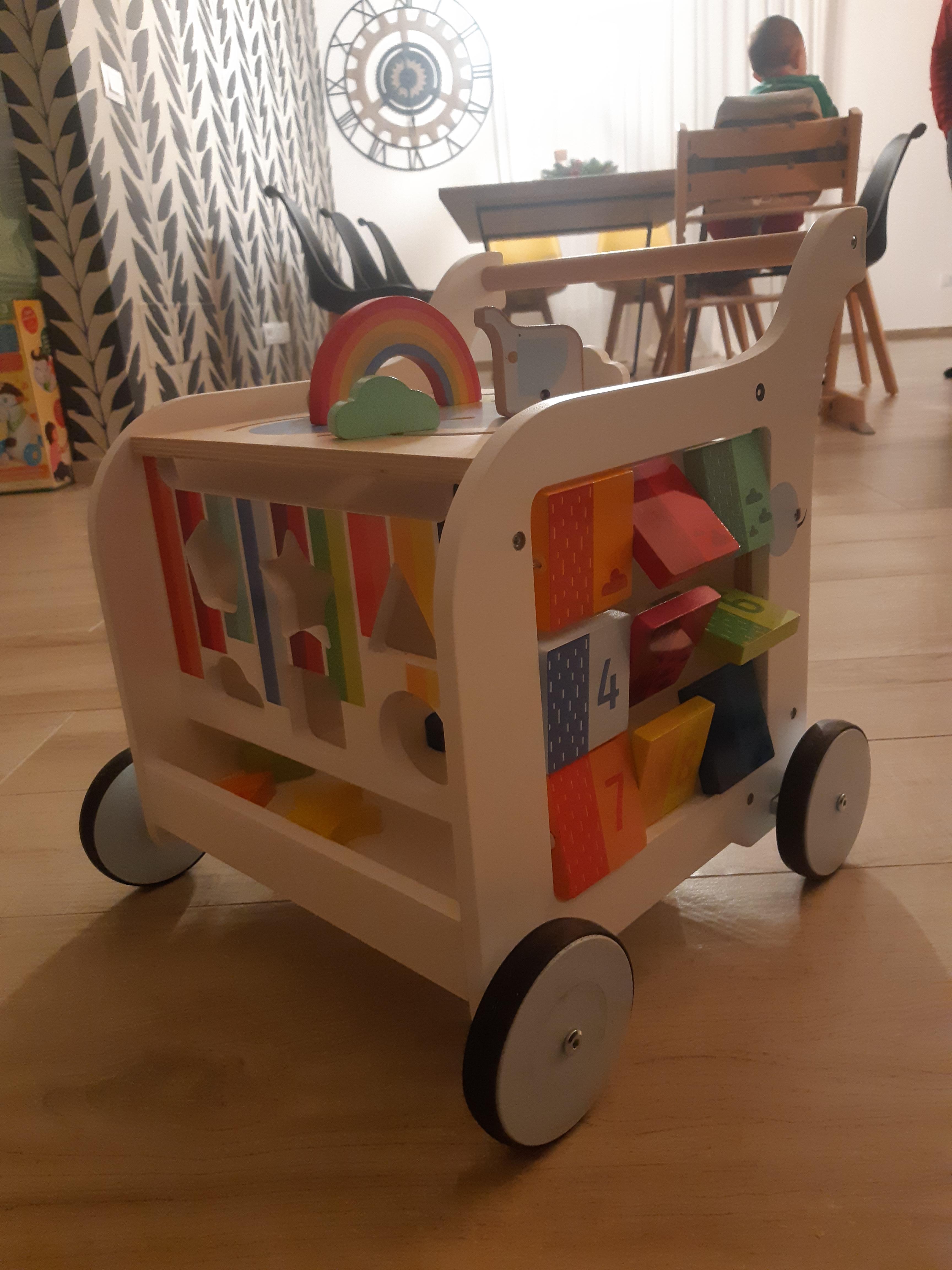 smallfoot 11607 Carrello Elefante Primi Passi Legno