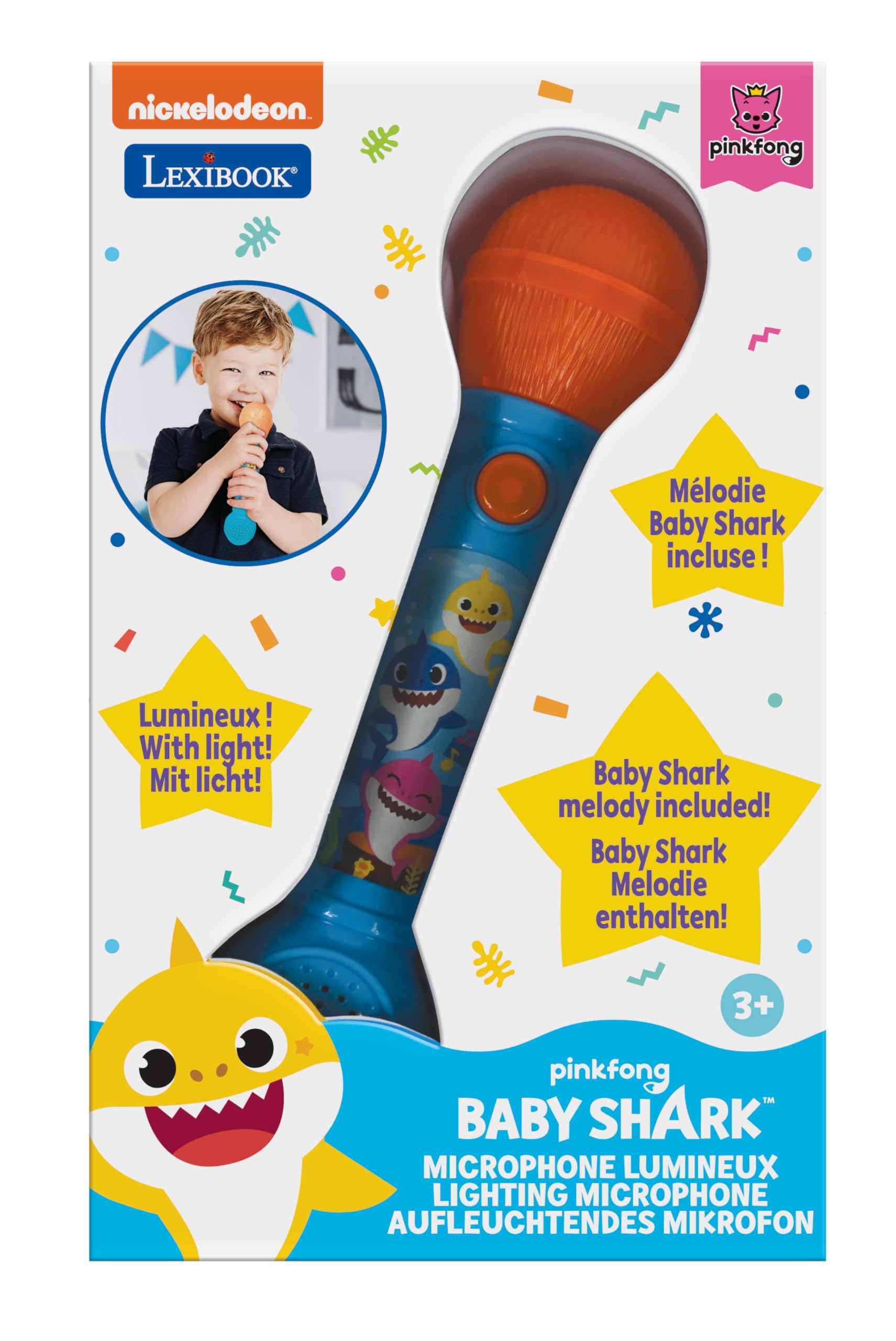 Lexibook Baby Shark MIC80BSLXB microfono luminoso blu/arancio