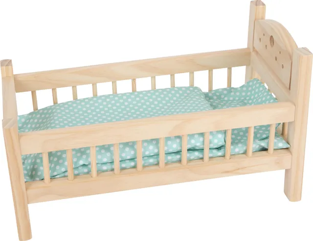 smallfoot 9601 lettino bambole legno con cuscino e coperta