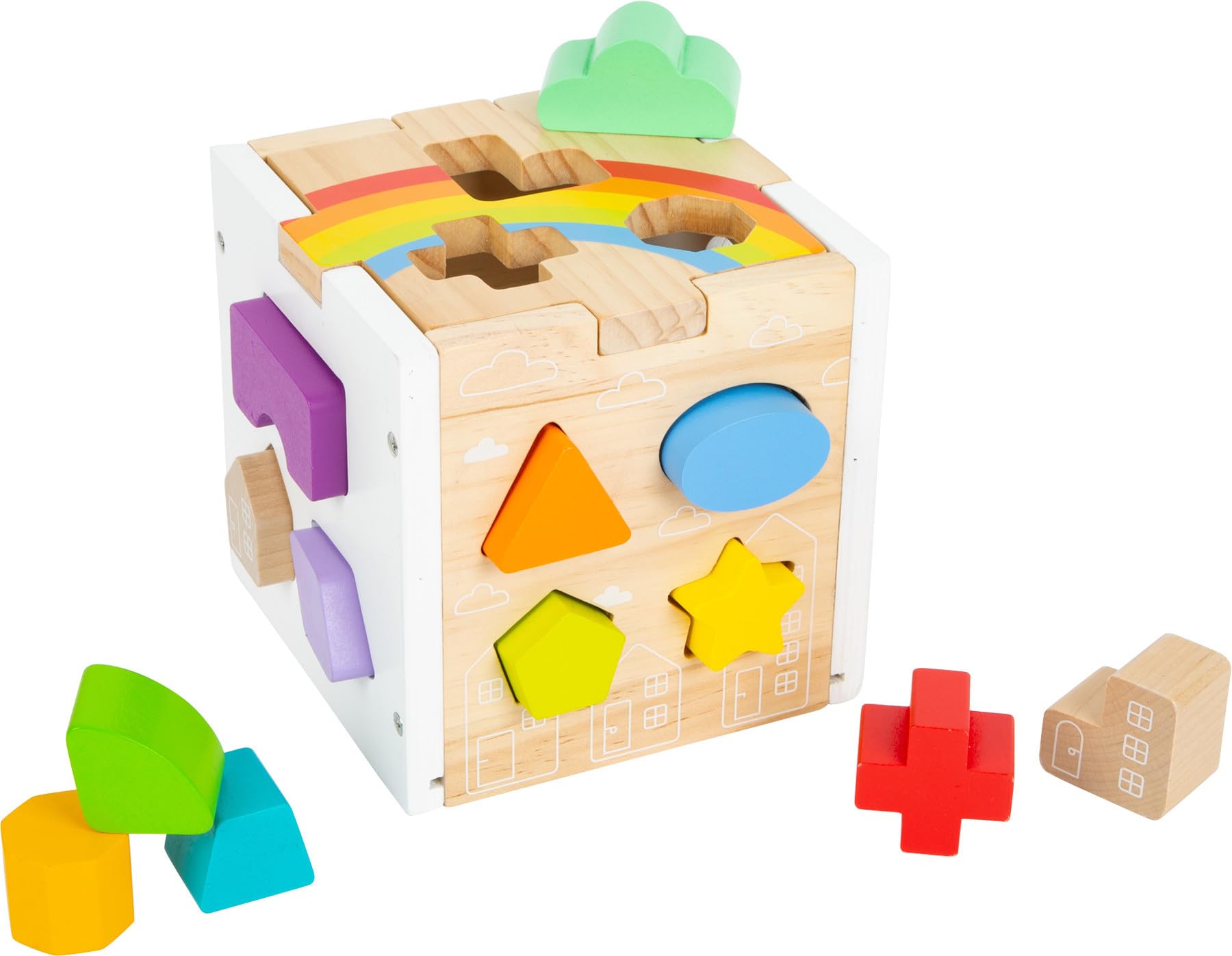 Smallfoot 11777 dado incastro arcobaleno legno 13 pezzi 12 mesi
