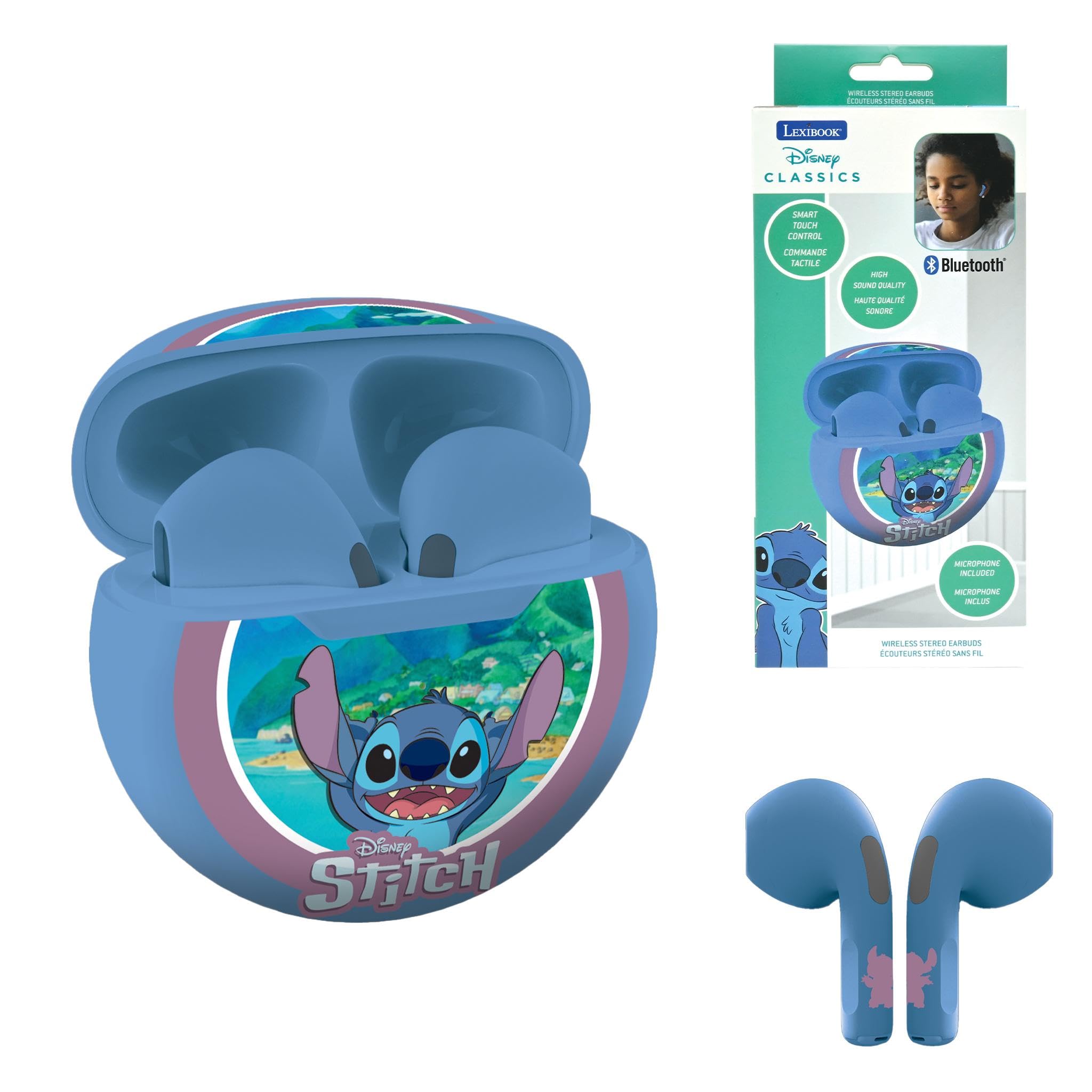 Lexibook Disney Stitch HPBT05D Auricolari Wireless Blu 85dB