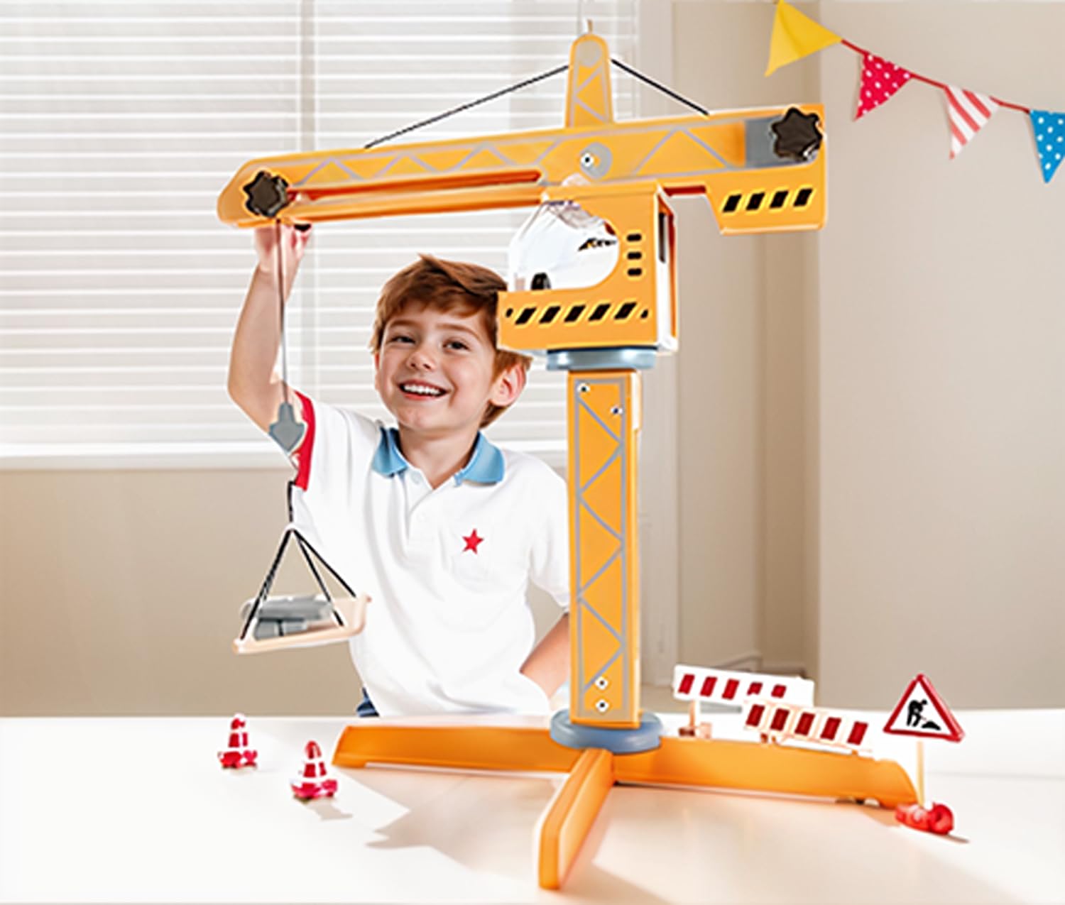 Hape Set Gru cantiere giocattolo mobile in legno