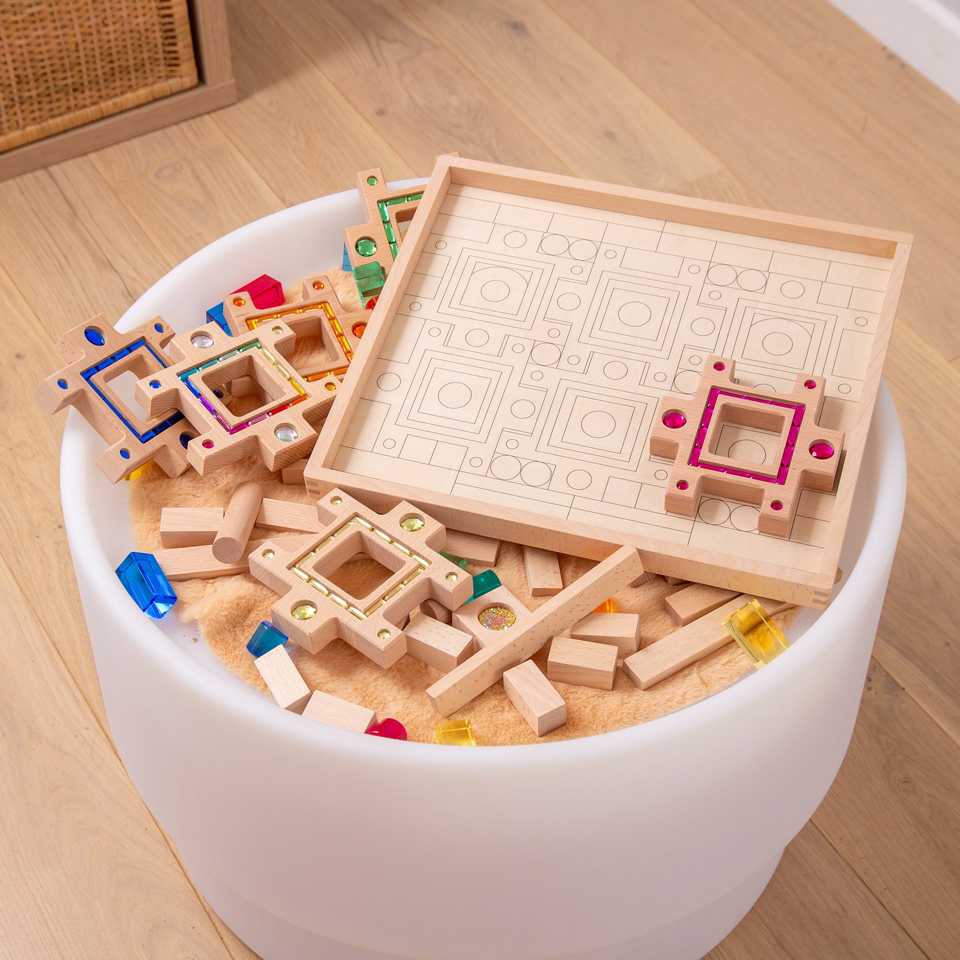Tickit Gem Puzzle Blocks blocchi legno 58 pezzi traslucidi
