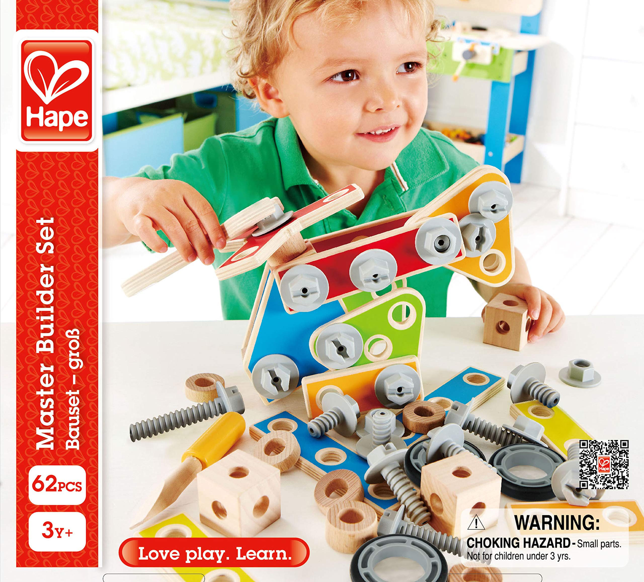 Hape E3081 set costruzioni legno avanzato 62 pezzi