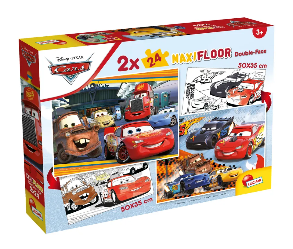Lisciani Giochi Disney Puzzle Maxifloor 2x24 Cars puzzle 48 pezzi da colorare