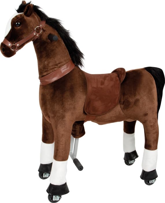 smallfoot 12462 cavallo cavalcabile in peluche marrone