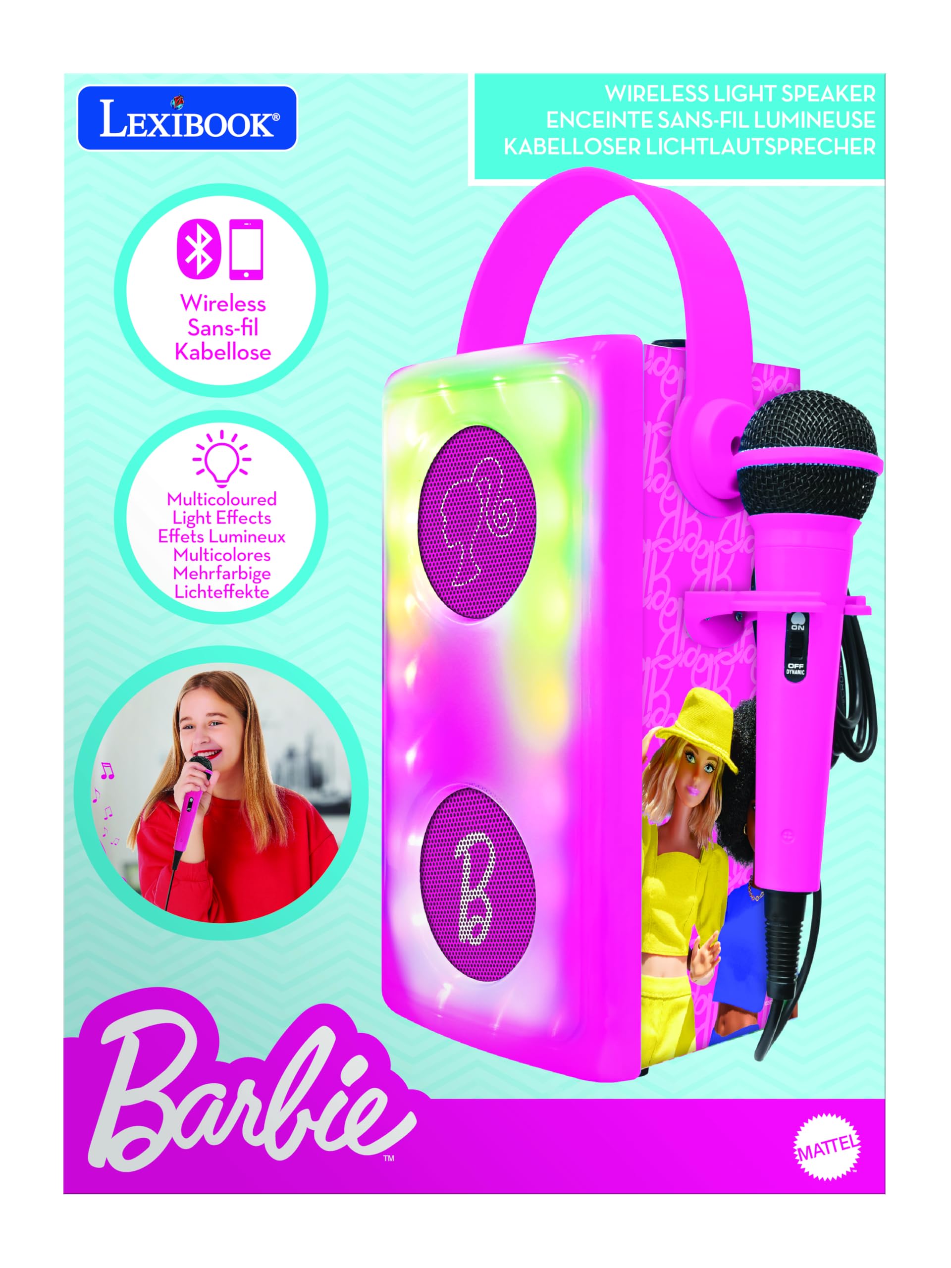 Lexibook Barbie BTP185BBZ altoparlante bluetooth rosa con microfono