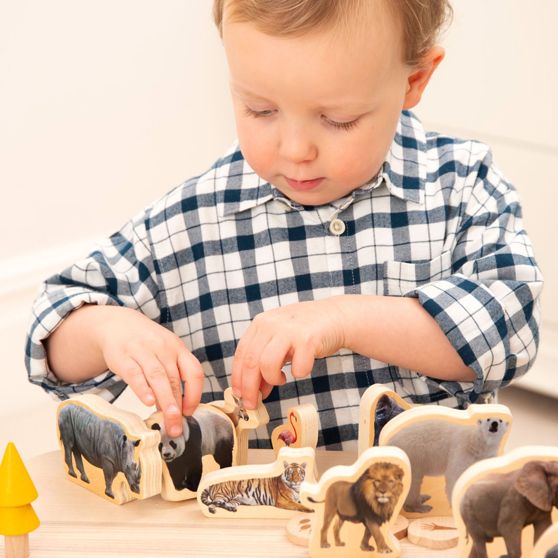 Tickit Wooden Wild Animal Blocks cubi legno animali 15 pezzi