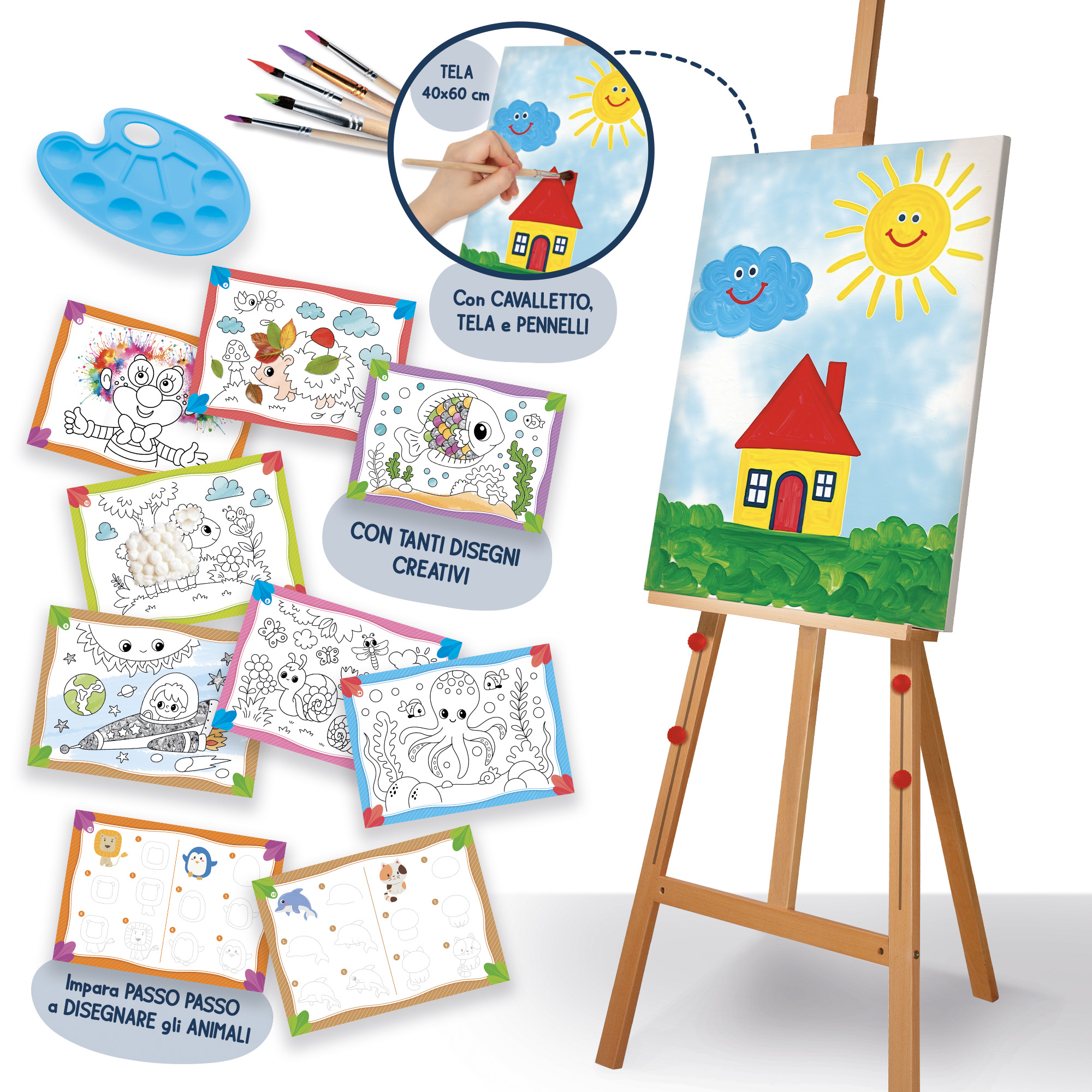 Lisciani Montessori Scuola d'Arte kit creativo con acquerelli