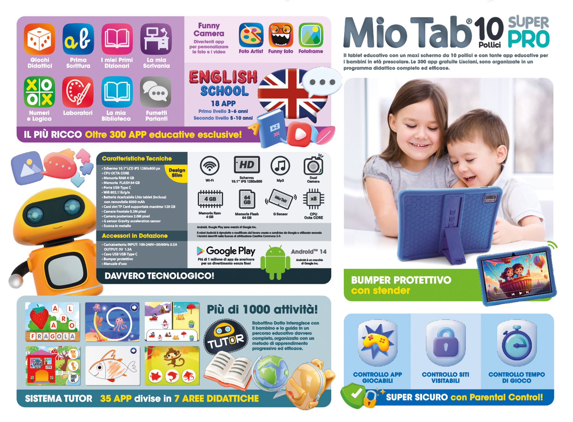 Lisciani Mio Tab 10 Super Pro tablet bambini 10 pollici Montessori