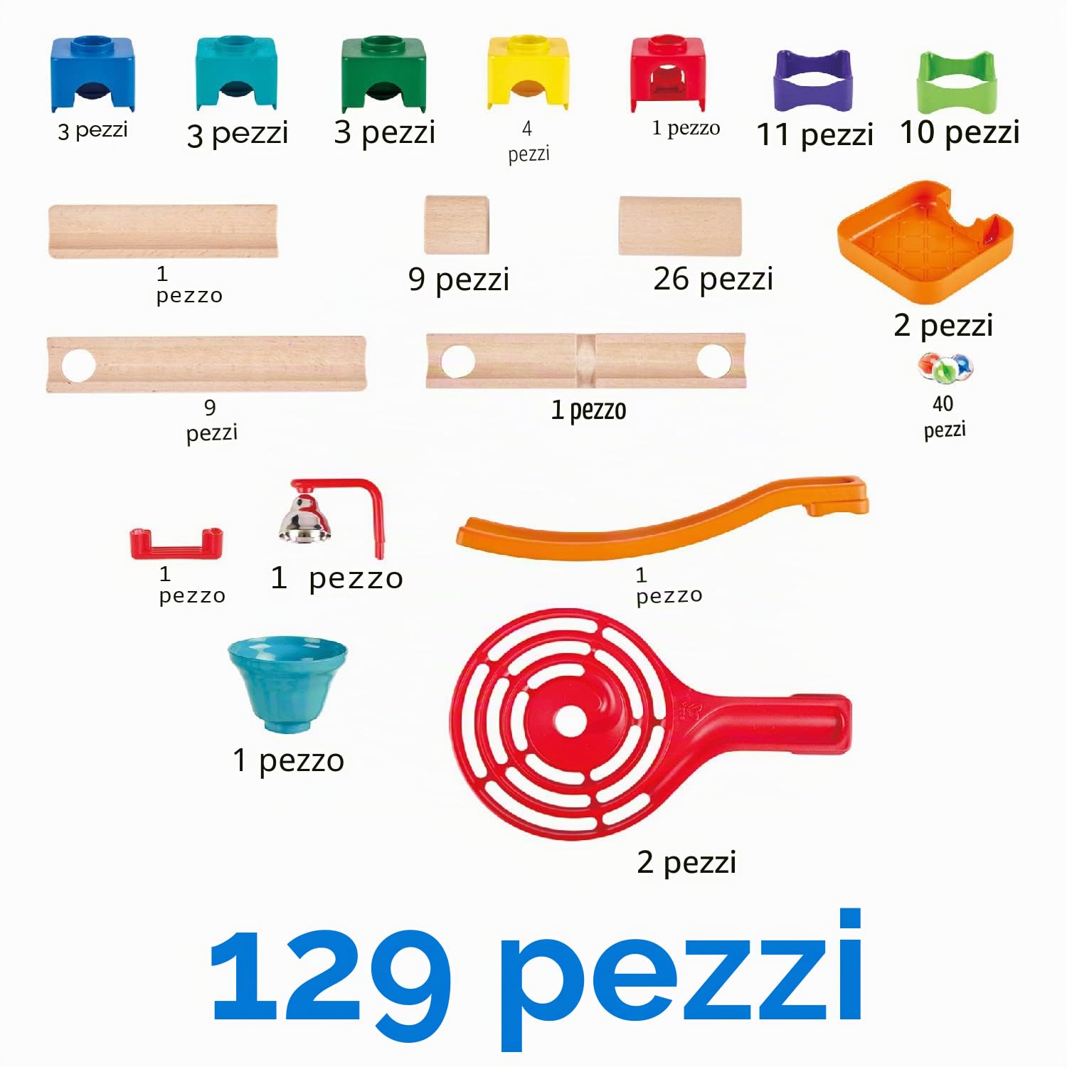 Hape Tricks n Twists pista biglie legno 80 pezzi 40 biglie