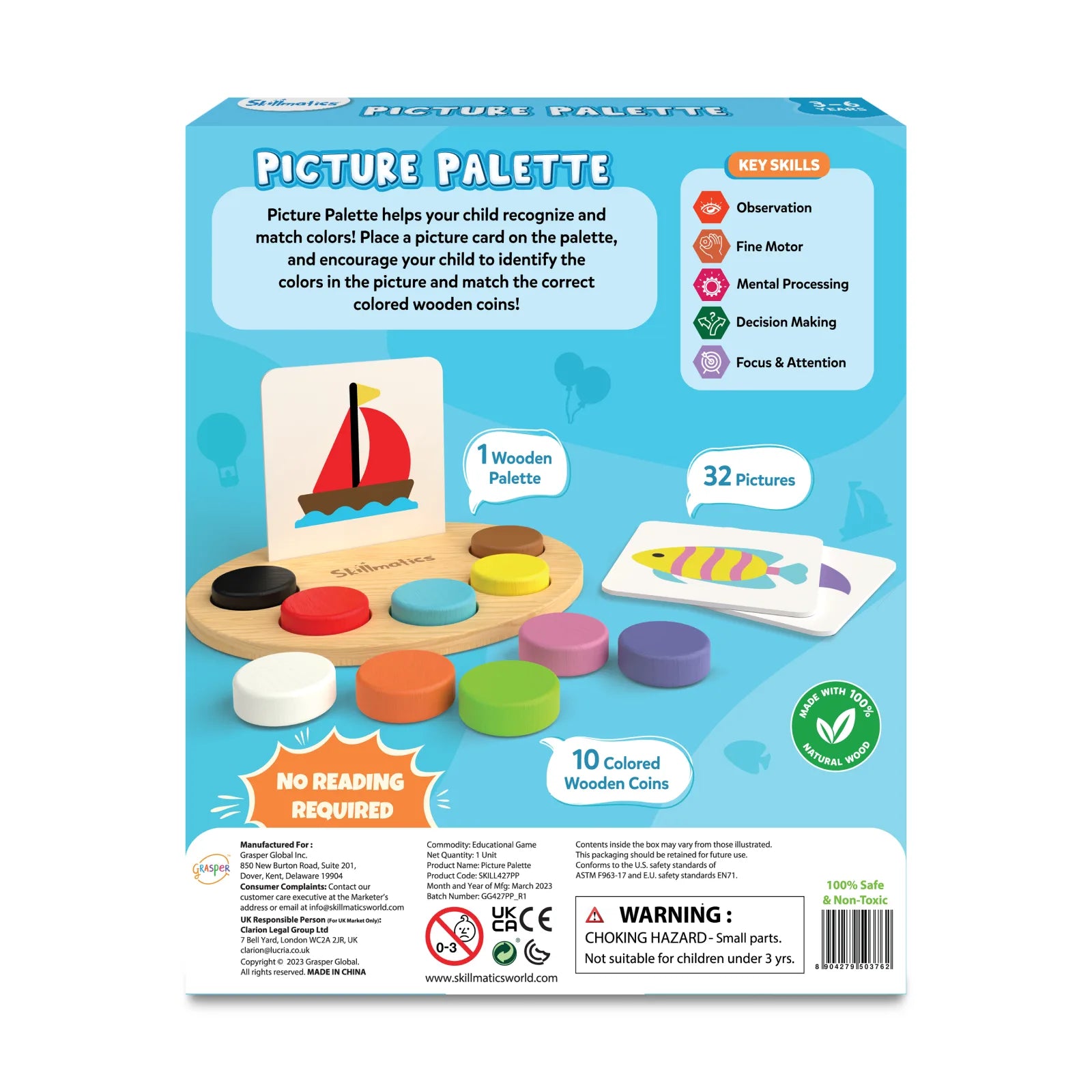 Skillmatics Picture Palette gioco in legno colori 3-6 anni