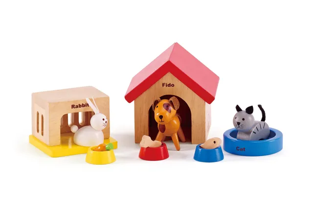 Hape Animali Domestici set animali legno casa bambole