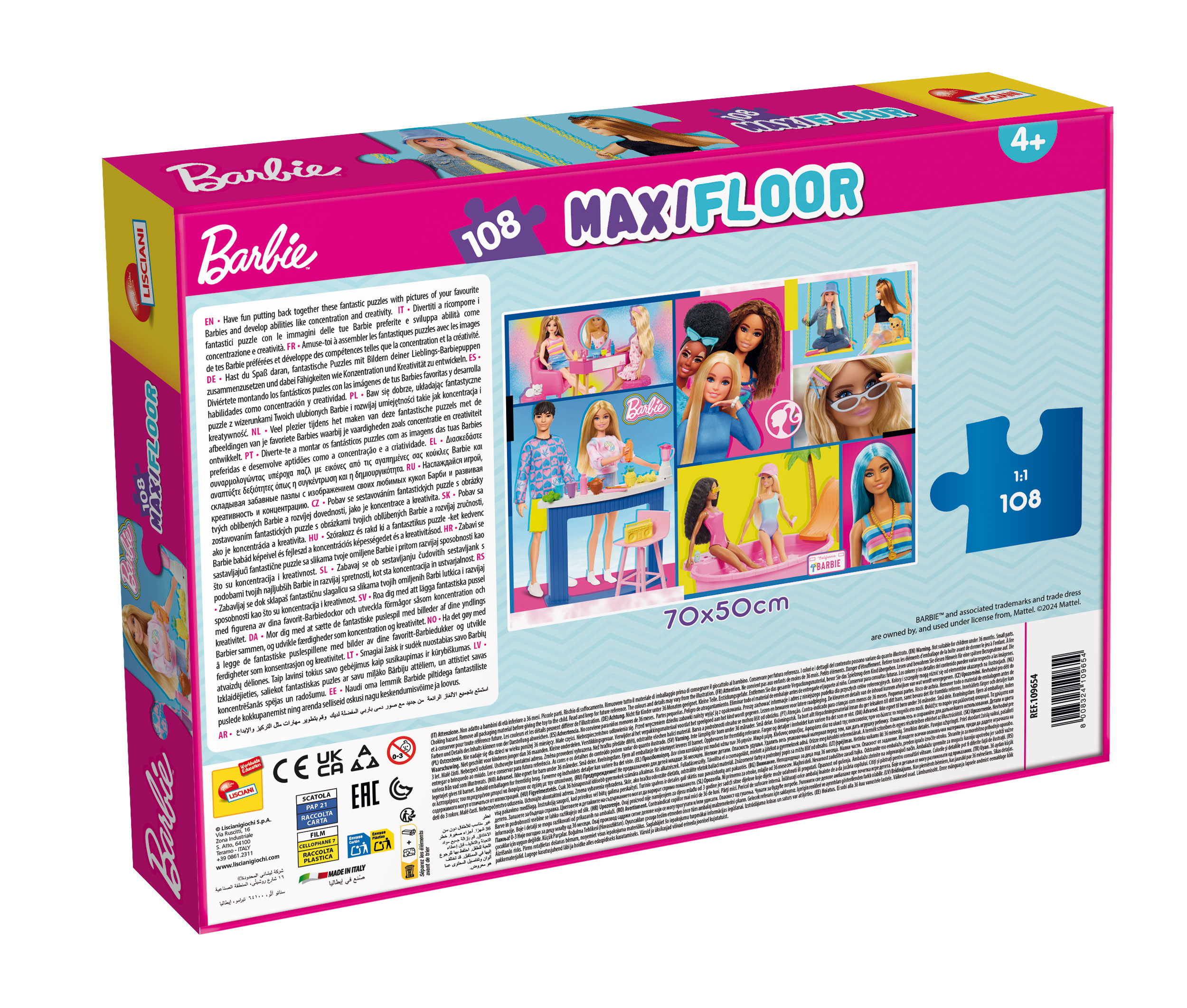 Lisciani Barbie Maxifloor 108 puzzle bambini concentrazione