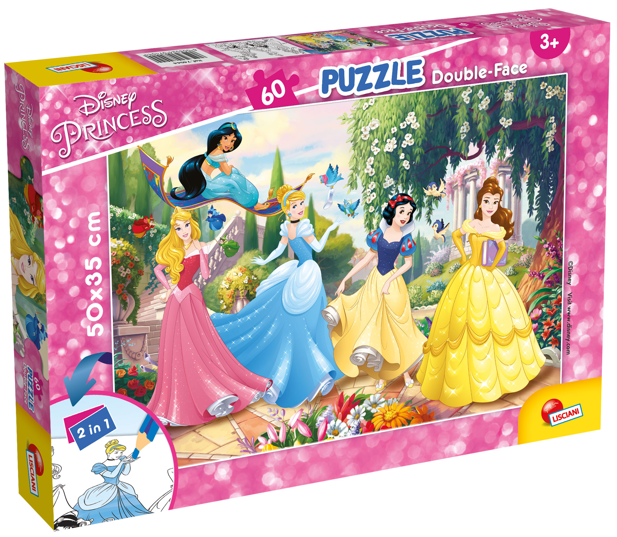 Lisciani Disney DF Plus 60 puzzle bambini Princess double-face