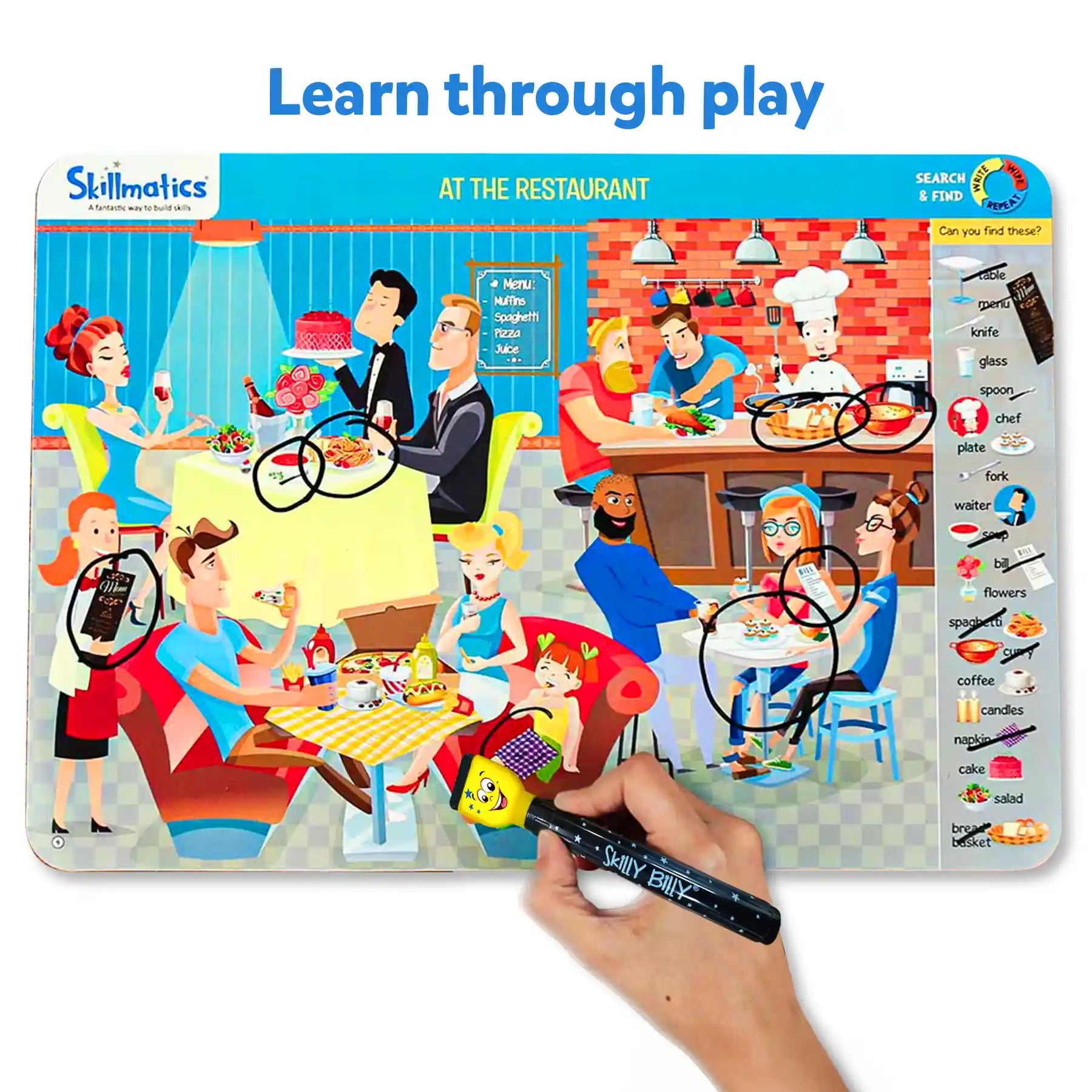 Skillmatics Search & Find tappetini attività riutilizzabili 3-6 anni