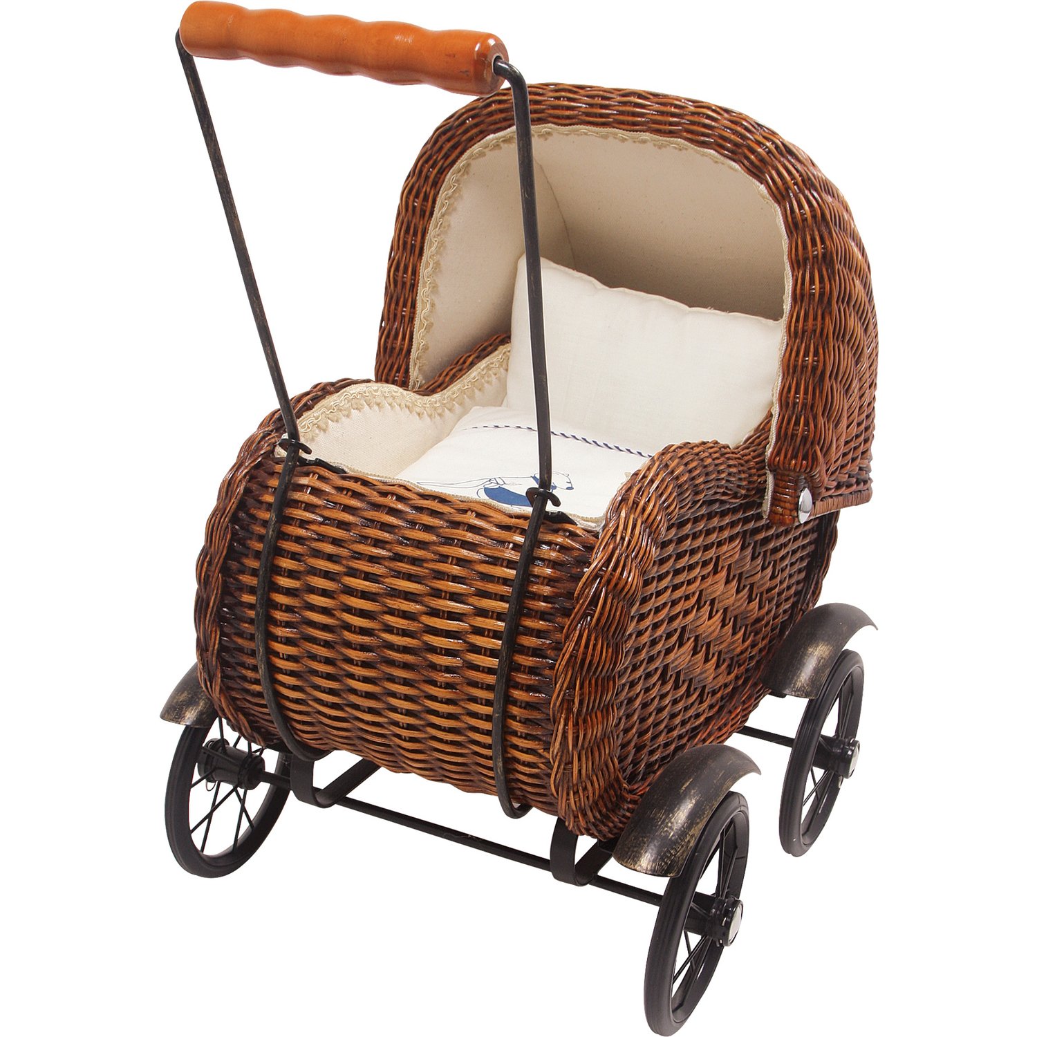smallfoot Elisabeth passeggino bambole in vimini con biancheria