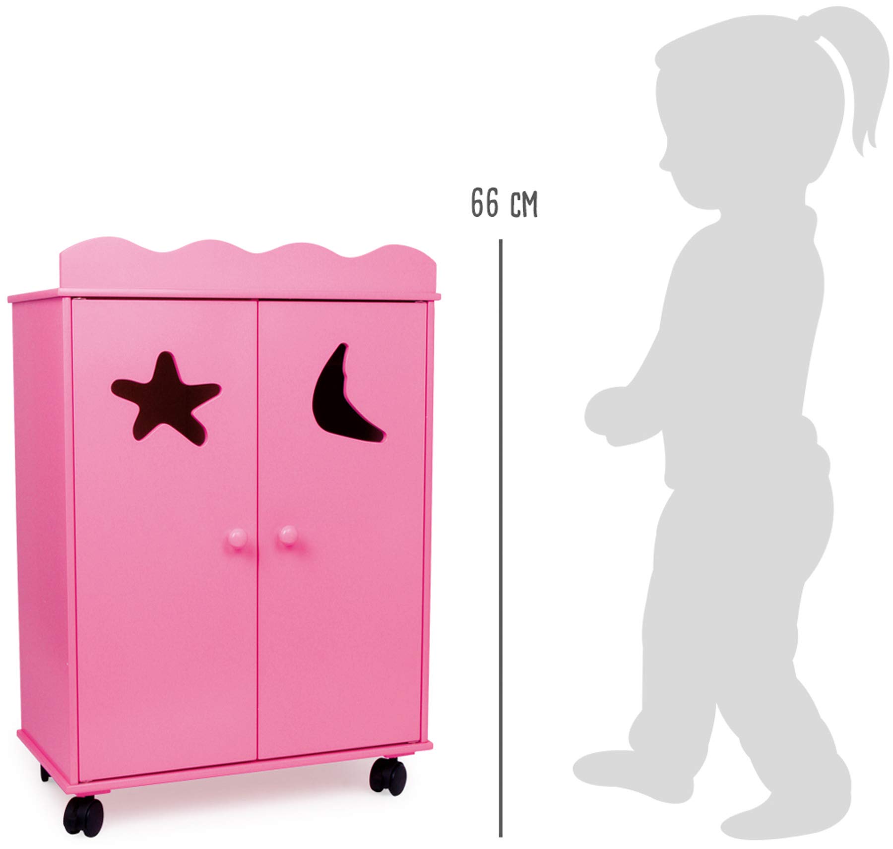 smallfoot 2880 Pink armadio bambole in legno con ruote