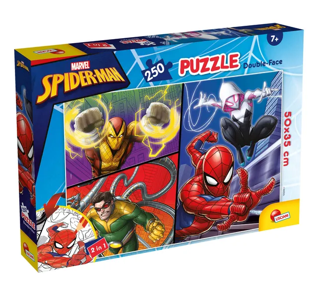 Lisciani Marvel Plus 250 Spider-Man puzzle double-face da colorare