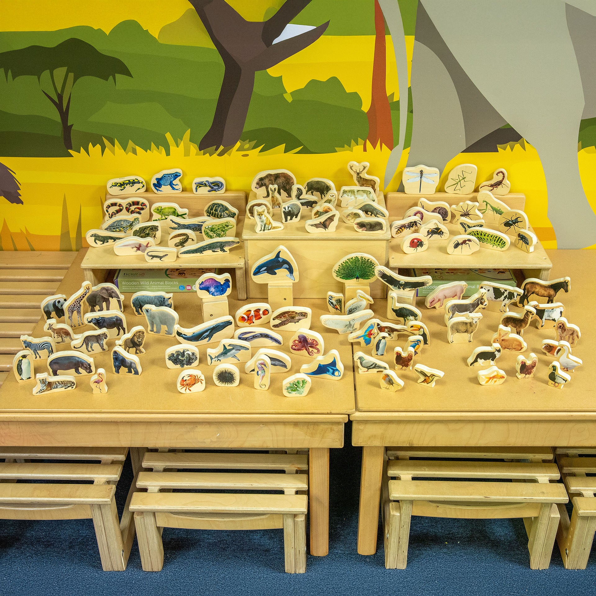 Tickit Wooden Animal Blocks blocchi legno 105 pezzi