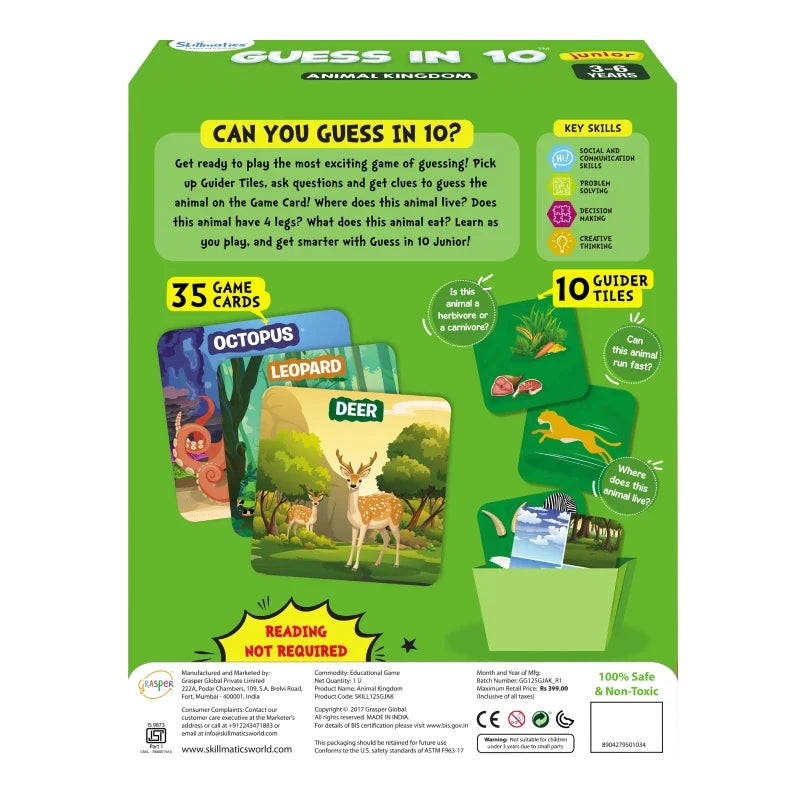 Skillmatics Guess in 10 Animal Kingdom gioco carte animali