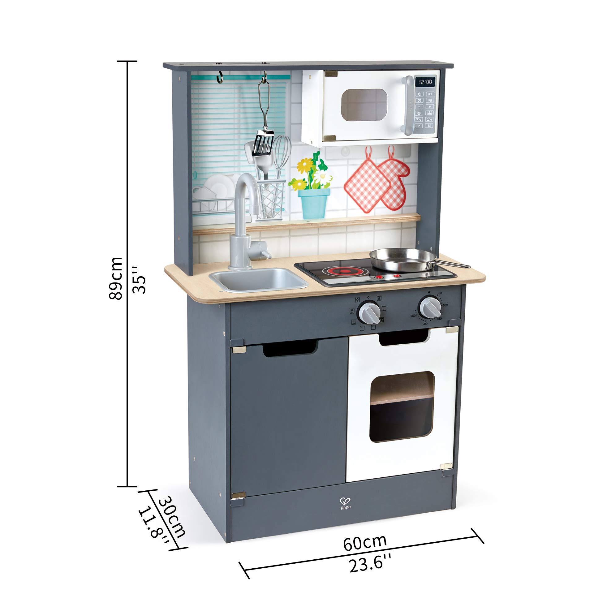 Hape E3166 Cucina Grigia giocattolo in legno con luci e suoni