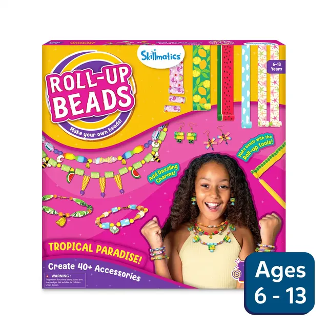 Skillmatics Roll-up Beads Tropical Paradise kit bigiotteria tropicale