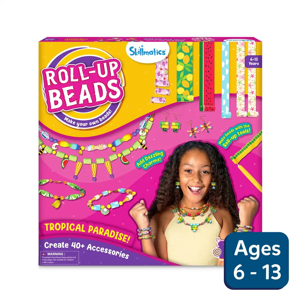 Skillmatics Roll-up Beads Tropical Paradise kit bigiotteria tropicale