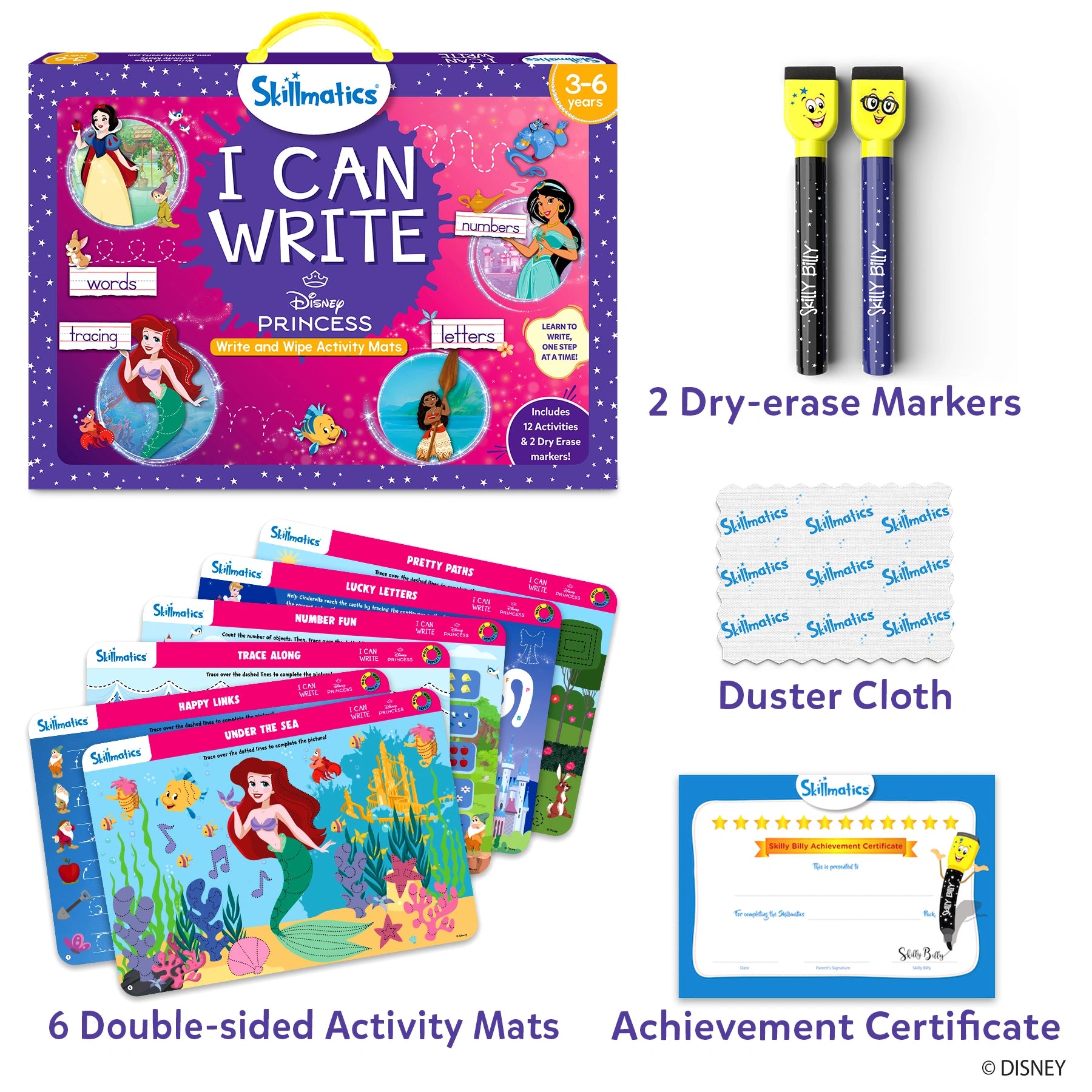 Skillmatics I Can Write Disney Princess schede cancellabili 3-6 anni